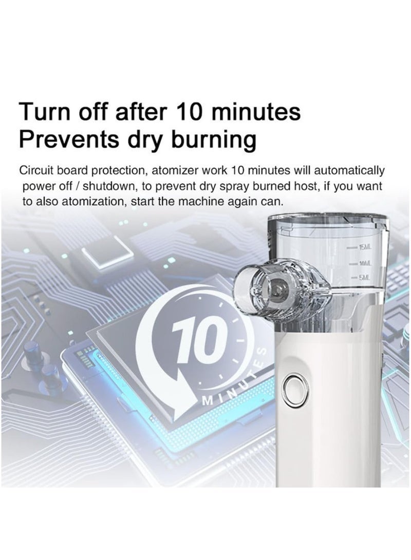 Ayshal New Mini Nebulizer Machine for Adults & Kids, Upgrade Portable Nebuliser USB Rechargeable Handheld Nebuliser with 2 Mask, 2 Adjustable Atomization Steam Inhaler for Home, Reusable, Silent and Ultrasonic Micro-grid Electronic Atomizer - Image 5